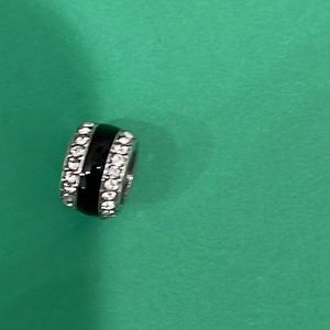 Brighton Intrigue Spacer Bead  - Silver and Black Crystals